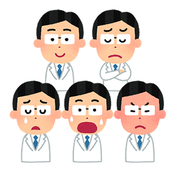 医師の色々な表情のイメージイラスト