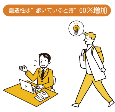 座っているとき歩いているときのイラスト
